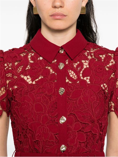 Lace mini dress SELF PORTRAIT | PF25112SBURGUNDY